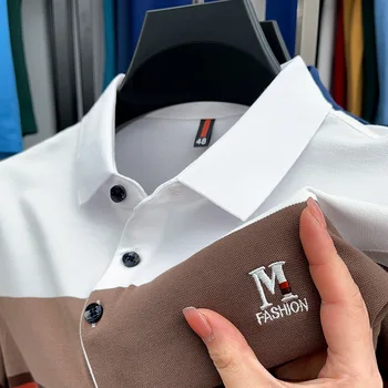 Vysokú kvalitu čistej bavlny módne list výšivky MPolo tričko Lete nové pánske krátke rukávy T-shirt Business bežné Pavol tričko