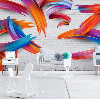 wellyu Nordic minimalistický 3d osobnosti abstraktné farebné geometrické línie stenu vlastné veľké nástenné tapety abstraktných de parede