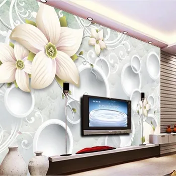 wellyu Vlastné rozsiahle nástenná maľba vzor kvety 3D troch-dimenzionální mäkké balík, TV joj, steny netkaných tapiet