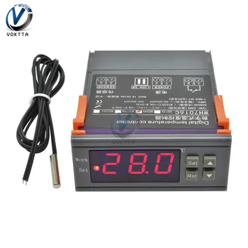 WH7016C DC 12V 24V AC 90V-250V 10A Regulátor Teploty LCD Digitálny Thermomter Termostat Meter Pyrometer s Sondu, Senzor