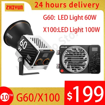 ZHIYUN MOLUS X100 100W G60 60W COB LED Svetlo, Video Svetlo na Fotografovanie Osvetlenie Youtube Video Shotting Fotografické svetlá