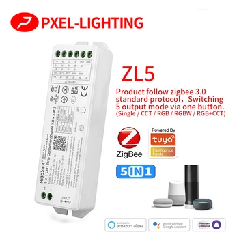 Zigbee 3.0 5 v 1 LED Controller Miboxer 2.4 G diaľkové ovládanie pre 12V 24V Jednej farby/Dual biela/RGB/RGBW/RGB+SCS LED Pásy pásky