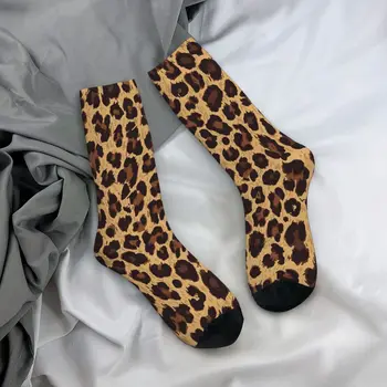 Zlato Leopard Ponožky Trendy Zviera Tlače Bežné Mládež Polovice Pančuchy Veľké Chemické Vlákna Moderné Športové Ponožky