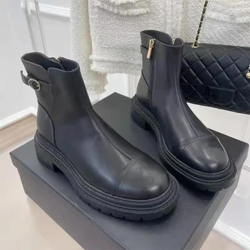 Zmiešané Farby Chelsea Boots Originálne Kožené Dámske Krátke Botas Classic Hrubé Jediným Dámske Topánky Luxusné Značky Dizajnér Členok Obuvi