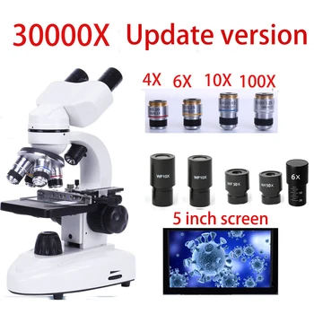 Zoom 30000X Biologické HD Digitálny Mikroskop laboratórne Zložené Mikroskop s Široké Pole-10X a 50X Okulárov pre Lab