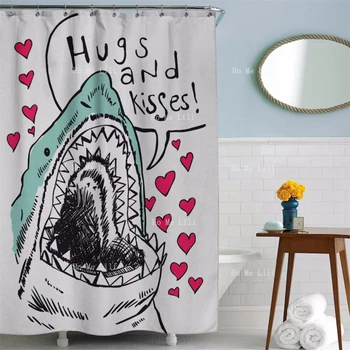 Zábava Shark Sprchový Záves Kúpeľňa Dekorácie