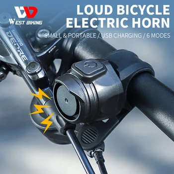 ZÁPAD CYKLISTIKA Elektrický Bicykel Bell USB Nabíjateľné 80DB Bezpečnostné Upozornenie Horn MTB, Road Riadidlá Bicyklov Krúžok Cyklistické Príslušenstvo