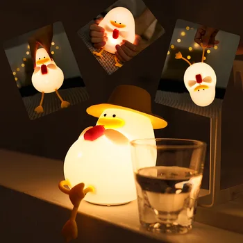 Šťastný Kačica Zábavné Svetlo Led Nočné Svetlo Môže Chrániť Oči Detí USB Nabíjateľné Silikónové Atmosféru Svetlo Nočné Svetlo Darček