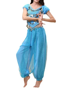 Ženy, Dámy Bollywood, Brušný Tanec Kostýmy India Arabskom Fáze Mince Krajky-up Späť Hore Hárem Nohavice Halloween Kostým súťaž: Cosplay