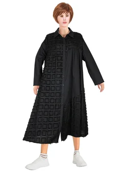 Ženy Maxi Šaty Plus Veľkosť Kórejský Štýl Rôznorodému Dizajnu Gázy Midi Čierna Bežné Asymetrické Strapec Šaty