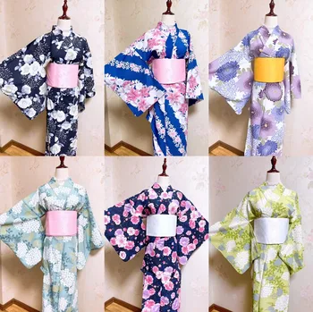 Ženy Tradičné Japonské Kimono s Obi Kvetinové Potlače Formálne Yukata Sleepwear Cosplay Kostým Fotografie Šaty