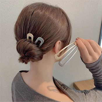 Ženy, U-tvarované Pin Kovové Barrette Klip sponky do vlasov Jednoduché Geometrické Updo Vlasy Príslušenstvo Nový Účes Dizajn Nástroje