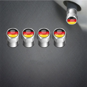 4Pcs/Pack Auto Príslušenstvo pre VW Audi Benz, BMW Nemecko Vlajky Logo Nálepky Kolies, Pneumatík Ventil Čiapky Kmeňových Zahŕňa Auto Styling