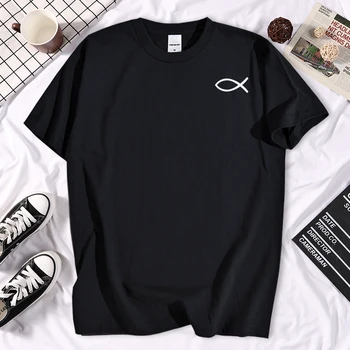 Kreatívne Jeden Ťah Ryby Vytlačí Muž Tshirts Jednoduchosť, Kvalitu T-Shirts V Pohode Mäkké T-Shirt Tvorivosti Nadrozmerná Mužov Streetwear